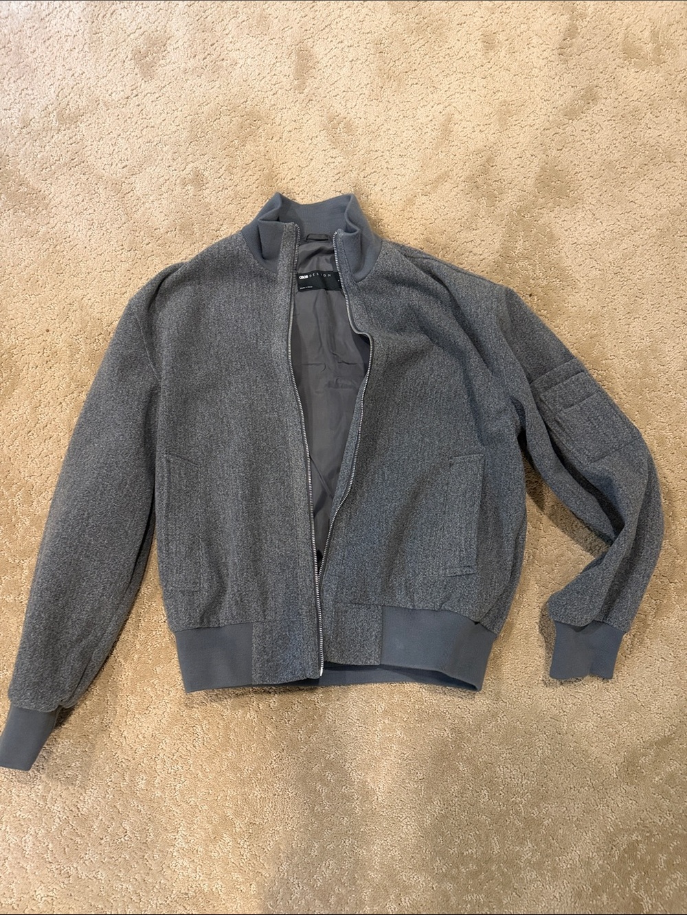 ASOS Charcoal Gray Zip Bomber Jacket